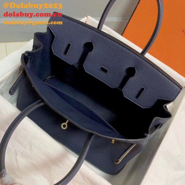 Hermes Birkin 35cm Togo leather Handbags Dark Blue