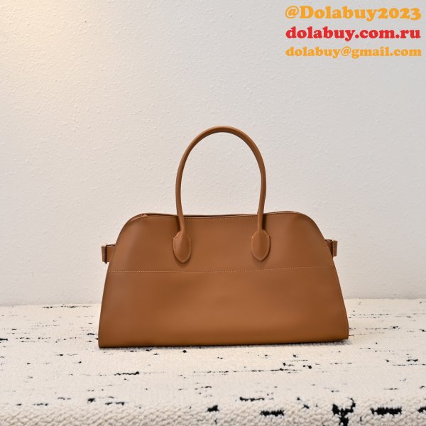 Top Quality The Row EW Margaux Leather Llain Weave Bag