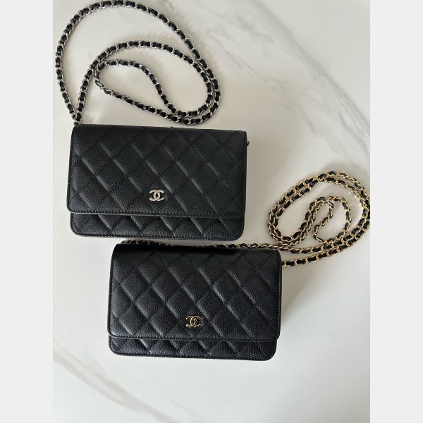 New CC WOC SMALL CAVIAR LEATHER CHAIN BAG Magnetic buckle