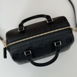 Gucci Luxury GG Emblem Boston Top Handle 815255 Black Knockoff Bag