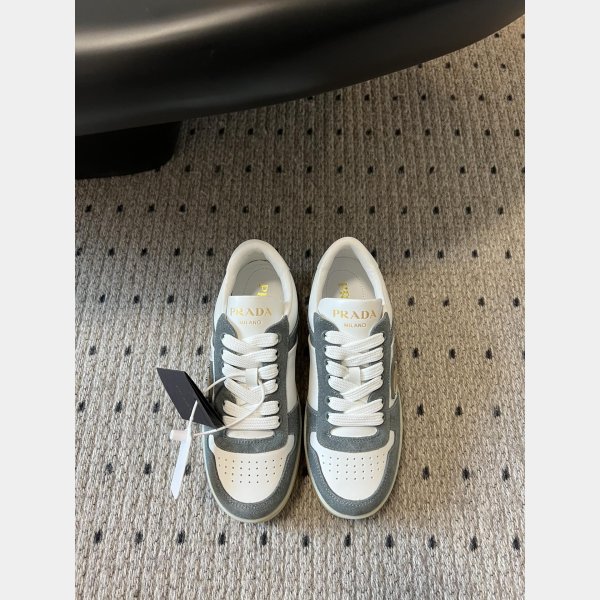 Prada Downtown Bold Nappa Leather And Suede Sneakers