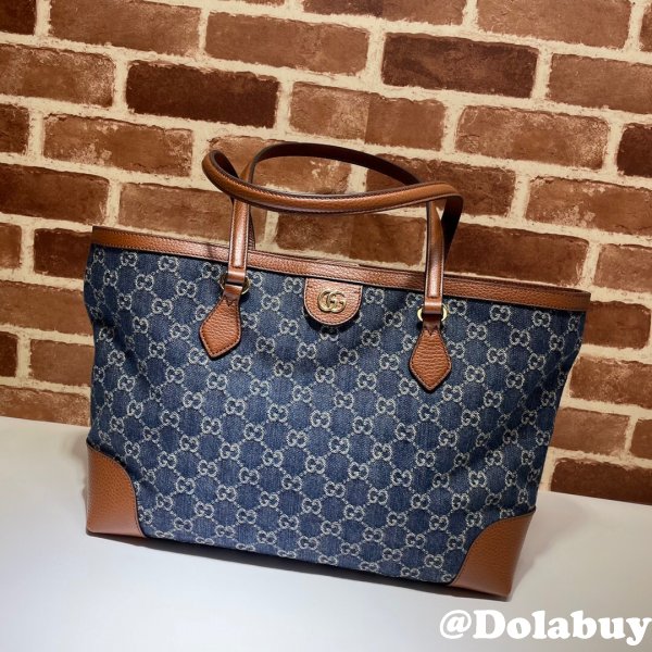 Dark blue Knockoff Gucci Ophidia GG medium tote 631685 Bag