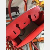 Hermes Birkin Epsom leather Handbags Red Silver