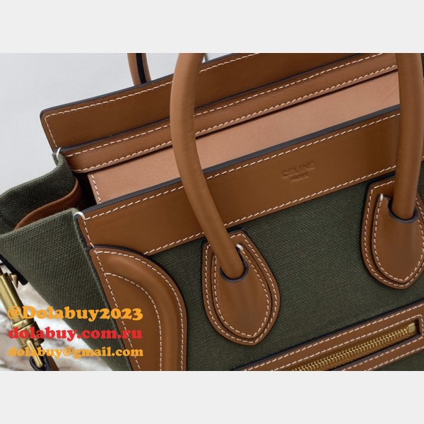 Designer Replica Celine Brown/Green Luggage Bags For Sale