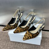 Luxury DiOR J'Adior Slingback Pump Leopard Shoes