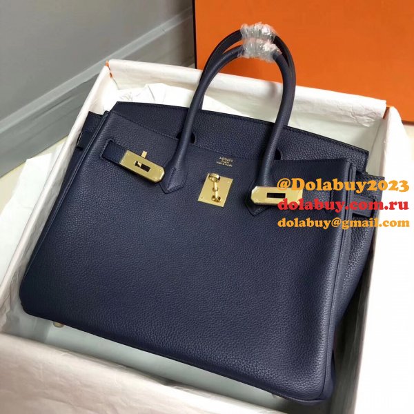 Hermes Birkin 35cm Togo leather Handbags Dark Blue