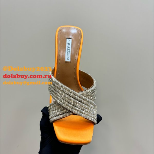 Wholesale AQUAZZURA 1:1 Mirror Rhinestone High-heeled Sandals