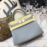 Hermes Kelly 32cm Togo leather Blue lin