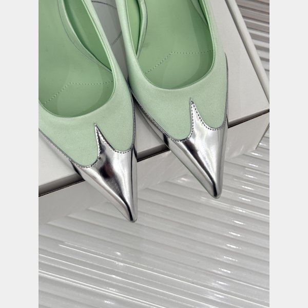 7 Star Prada Satin And Metallic Leather Pumps