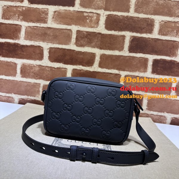 Gucci 1:1 GG Rubber-effect 771321 Shoulder Black Replica Bag