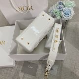 Best DIOR LADY Wholesale PATENT LEATHER HANDBAG 20cm white