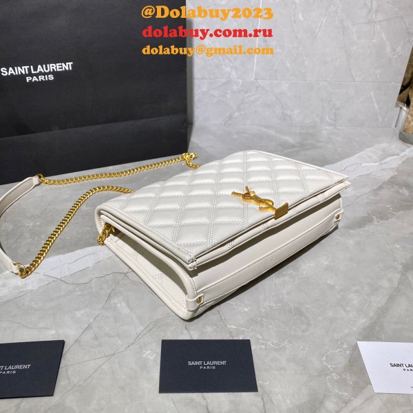 Replicas Saint Laurent Becky Large chain bag in quilted lambskin