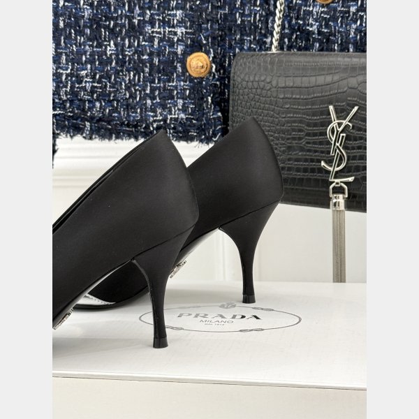 7 Star Prada Satin And Metallic Leather Pumps