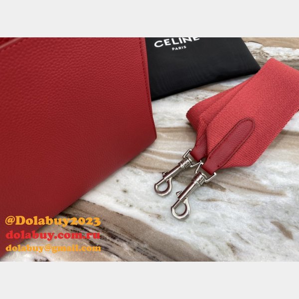 Discount Celine Sangle Seau Bucket Bag Red Calfskin