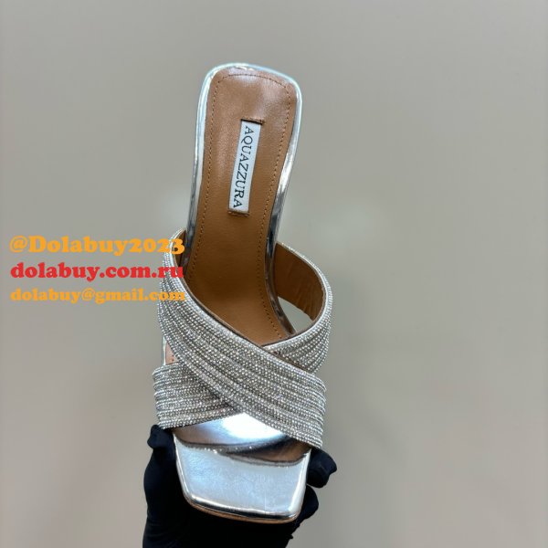 Wholesale AQUAZZURA 1:1 Mirror Rhinestone High-heeled Sandals