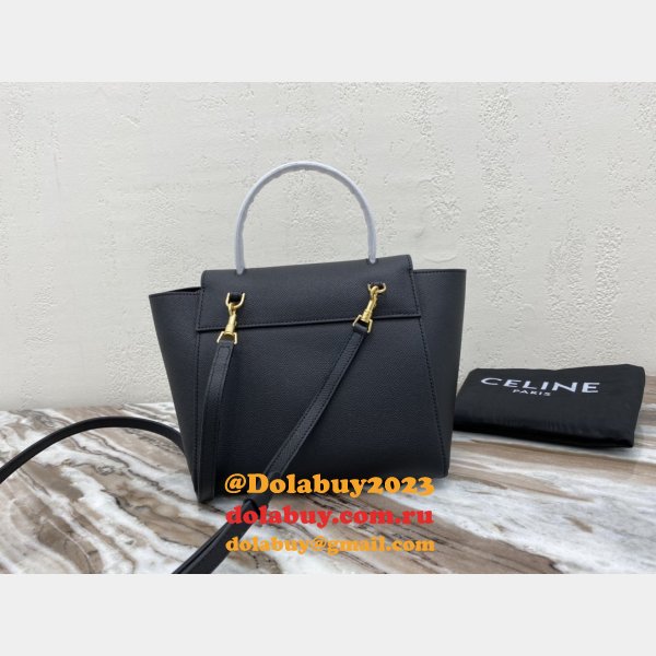 Replica Celine Leather Nano Belt Bag in Black