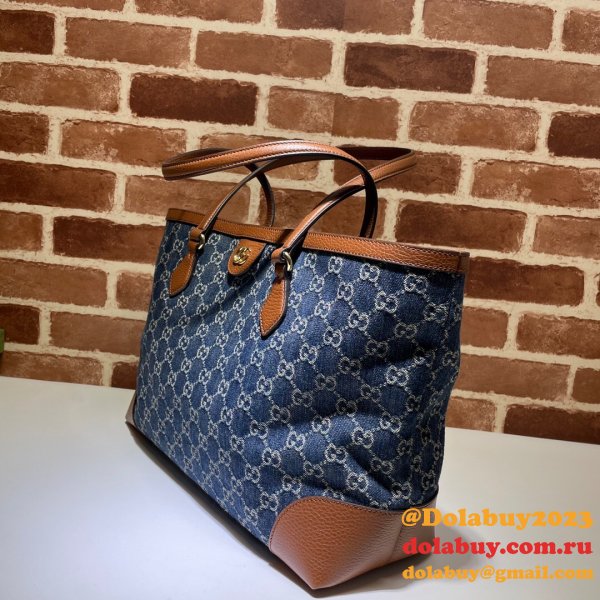 Dark blue Knockoff Gucci Ophidia GG medium tote 631685 Bag