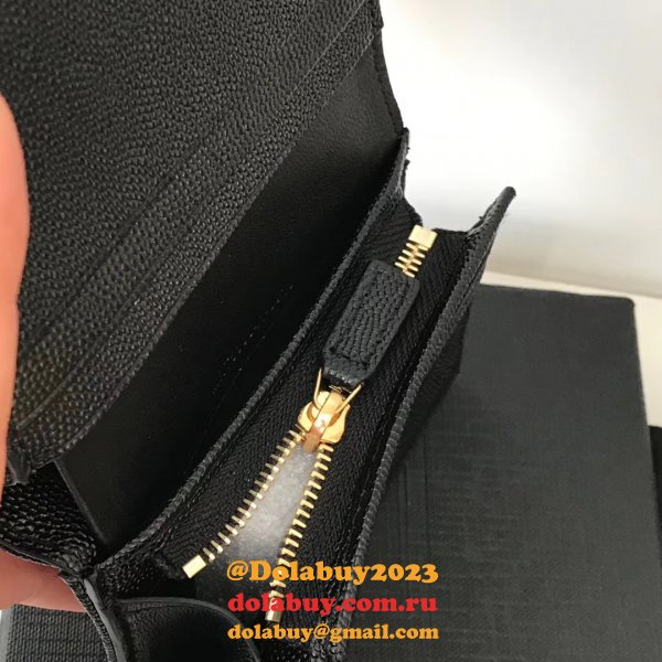 Fake YSL Saint Laurent Short MONOGRAM 459738 Black Wallet