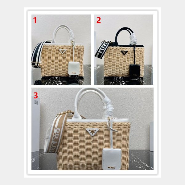 Top Quality Best prada Wicker and canvas tote bag