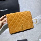 Saint Laurent Becky Small Brown Monogram Luxury Quilted Shoulder